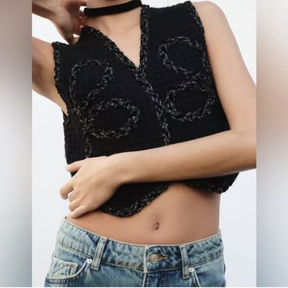 Zara Metallic Thread Knit Vest Top NWOT Size Small - Picture 1 of 8